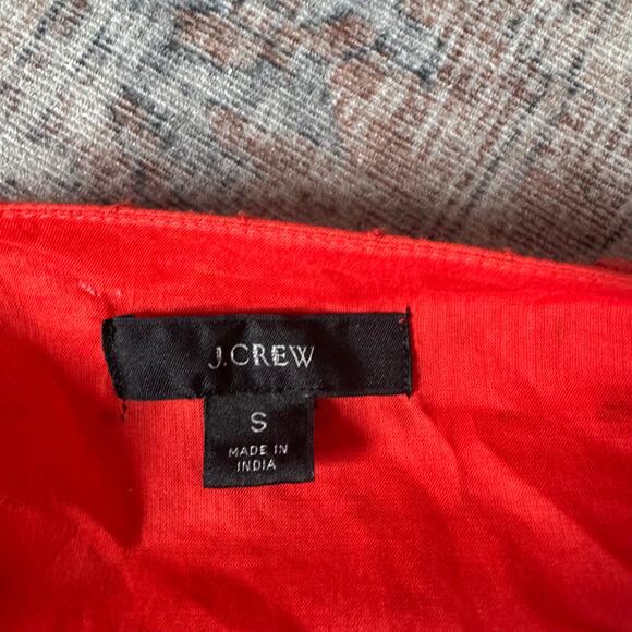 J.Crew Orange Red Eyelet Wrap Cotton Blouse with Ruffle Sleeves – Size Small - Picture 5 of 8